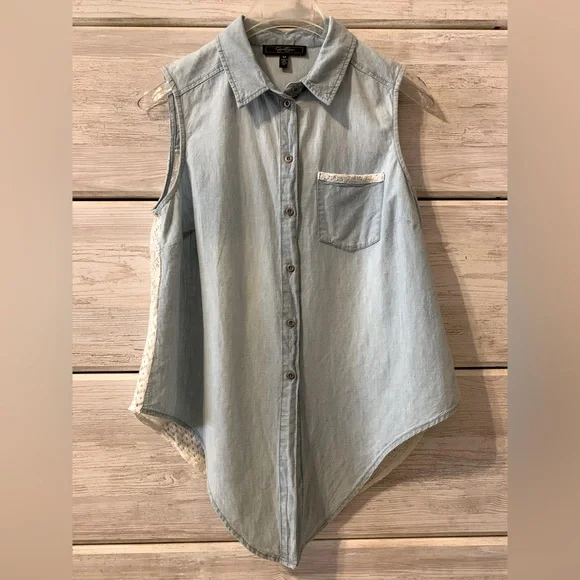 Jessica Simpson Top; Button Down; Vest - Picture 2 of 3